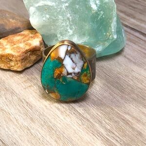 Artisan Turquoise Bronze Ring 8
